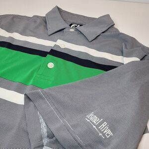 FootJoy Blue White Stripe Golf Polo, Dismal River Logo, Size M‎